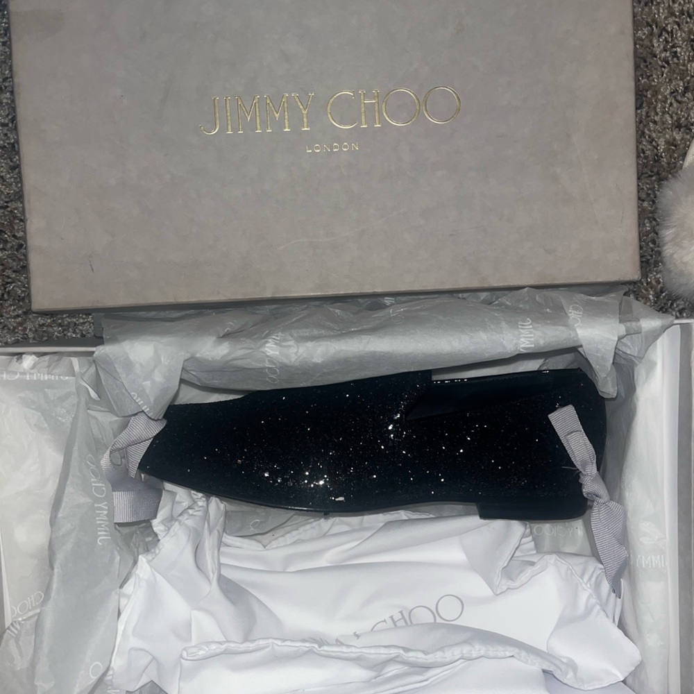 JIMMY CHOO
Sloane Black Coarse
Glitter Fabric Slippers